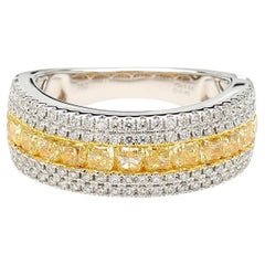 Natural Yellow Cushion Diamond 1.95 Carat TW Gold Cocktail Ring
