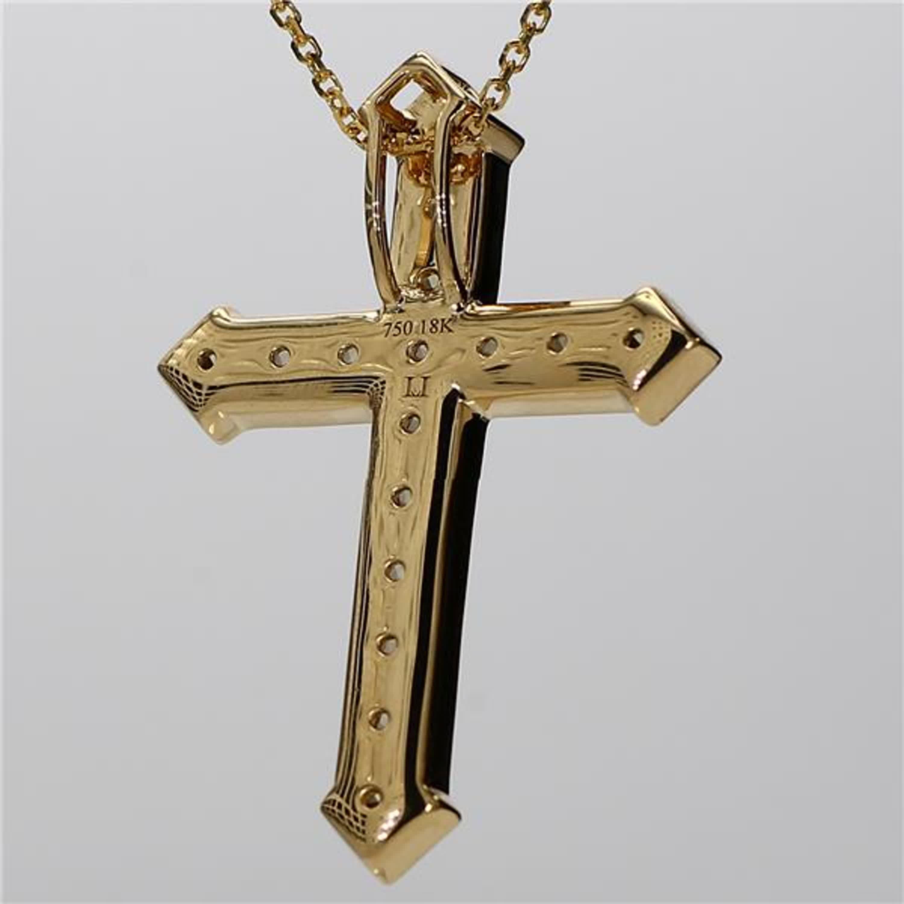 Natural Yellow Cushion Diamond 2.13 Carat TW Yellow Gold Cross Pendant In New Condition In New York, NY