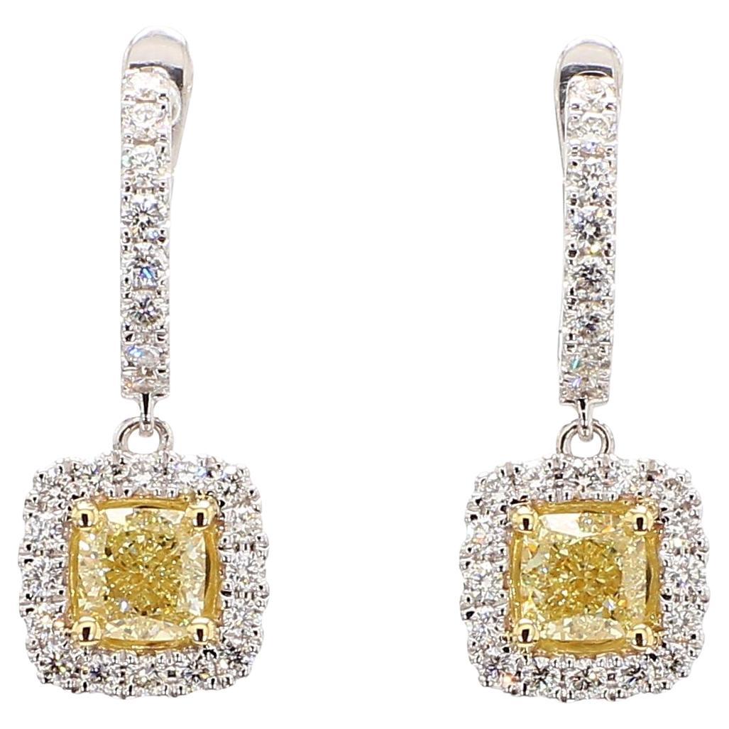 Orecchini a goccia in oro con diamante giallo naturale da 2.16 carati TW in vendita