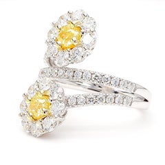 Natural Yellow Cushion Diamond 2.43 Carat TW Gold Cocktail Ring