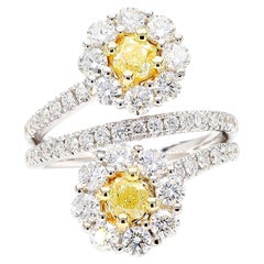 Natural Yellow Cushion Diamond 2.43 Carat TW Gold Cocktail Ring