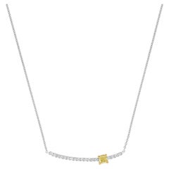 Natürlicher gelber Diamant im Kissenschliff .37 Karat TW Gold-Tropfen-Halskette