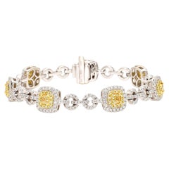 Bracciale tennis in oro giallo Nature con diamante a cuscino da 4.97 carati TW