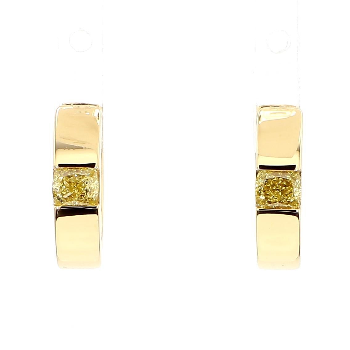 Boucles d'oreilles en or jaune avec diamant coussin de 50 carat TW Naturel Pour femmes en vente