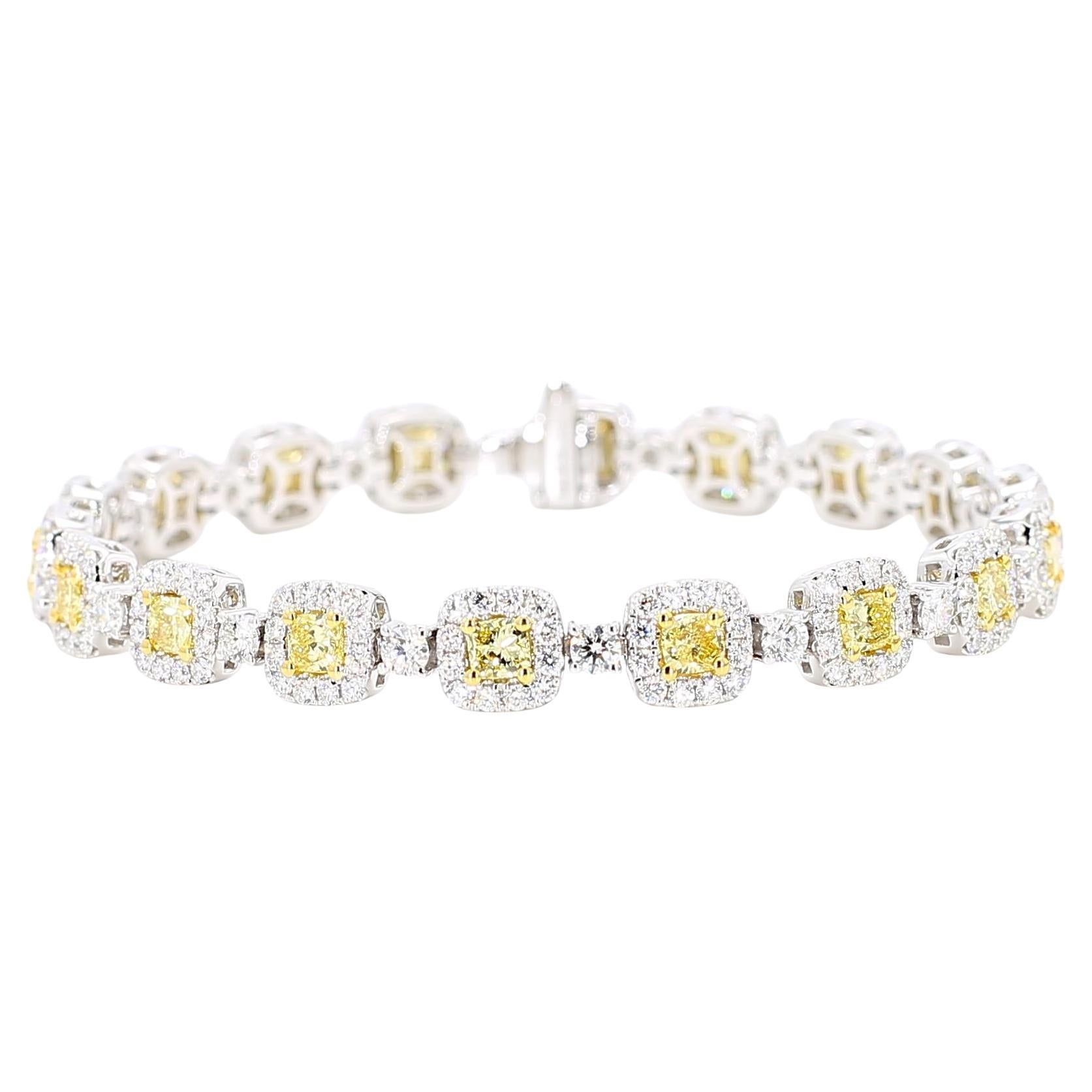 Bracciale tennis in oro giallo Nature con diamante a cuscino da 7.62 carati TW