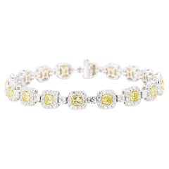 Natural Yellow Cushion Diamond 7.62 Carat TW Gold Tennis Bracelet