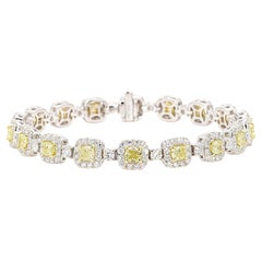Bracciale tennis in oro giallo Nature con diamante a cuscino da 7.74 carati TW
