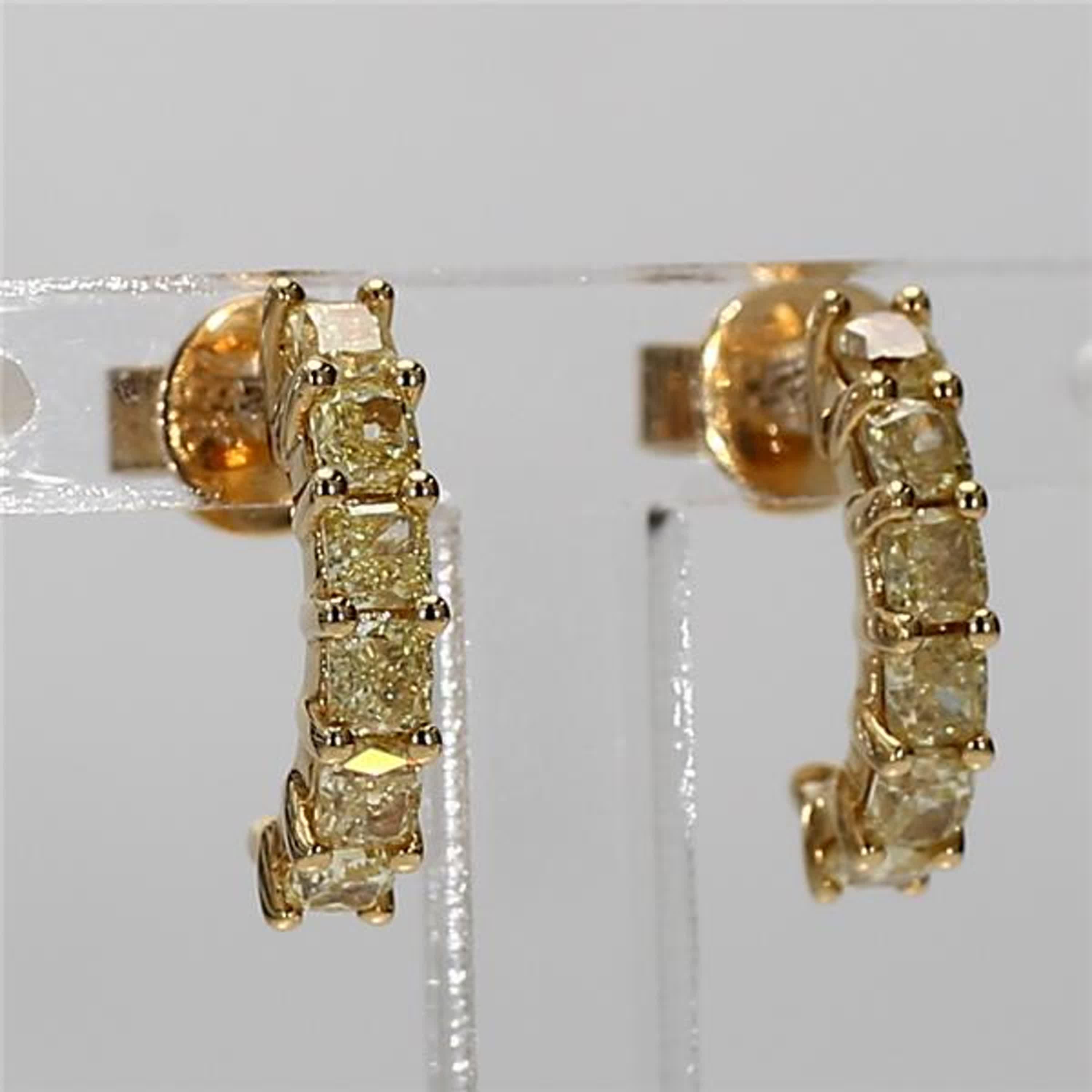 Natural Yellow Cushion Diamond .82 Carat TW Yellow Gold Drop Earrings For Sale 1