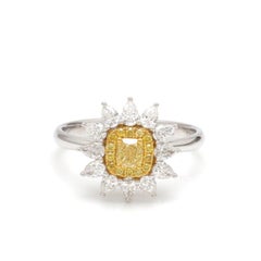 Anello con diamante giallo naturale da 1,17 carati in oro 18k