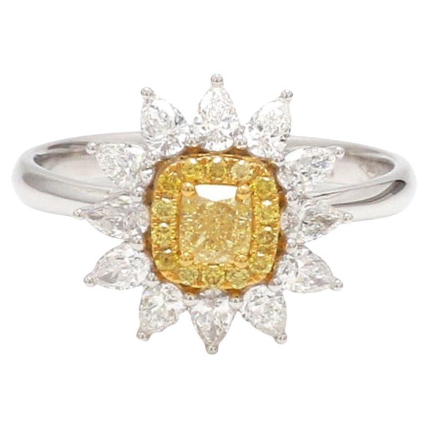 Natürlicher gelber Diamant 1,17cts Ring in 18k Gold