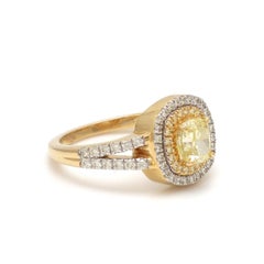 Natural Yellow Diamond 1.50ct Asscher Cut Ring in 14k Gold, New
