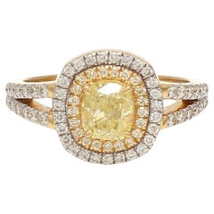 Anello con diamante giallo naturale da 1,50 carati in oro 18k