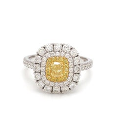 Natural Yellow Diamond 1.65ct Asscher Cut Ring in 14K Gold, New