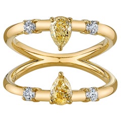 Natürlicher gelber Diamant 18K Gelbgold-Spiegel-Ring