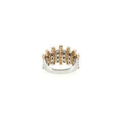Bague de déclaration à plusieurs rangs en or 18 carats, diamant naturel jaune et diamant blanc