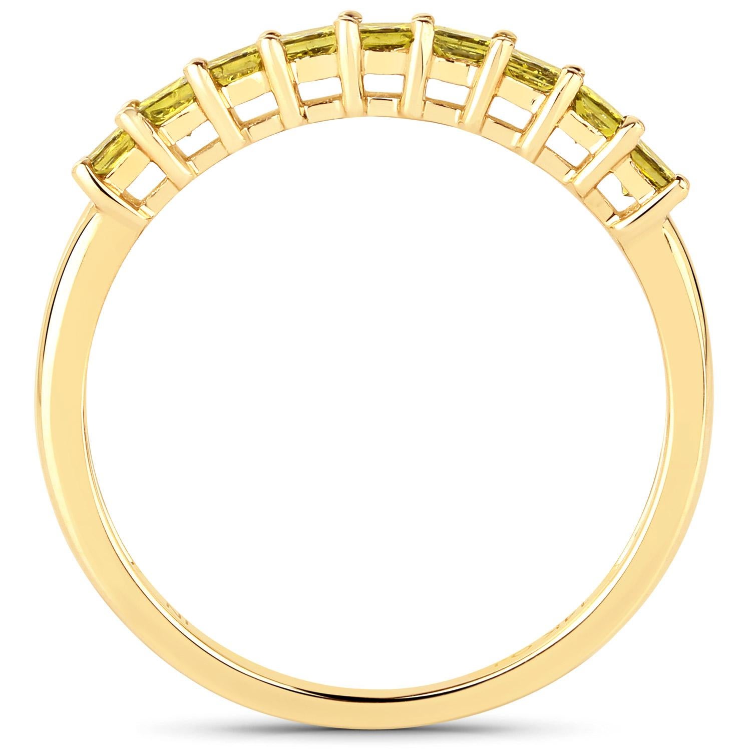 Bague jonc en or jaune 14 carats avec diamant jaune naturel de 0,45 carat Unisexe en vente
