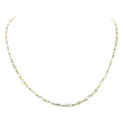 Natural Yellow Diamond Briollette Chain Necklace in 18 Karat Gold