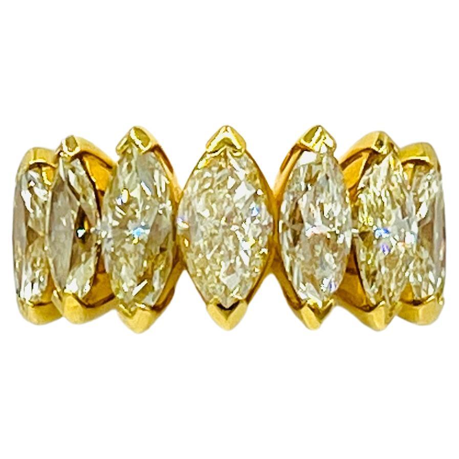 Natural Yellow Diamond Marquise Band Ring in 18K Yellow Gold