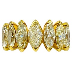 Natural Yellow Diamond Marquise Band Ring in 18K Yellow Gold