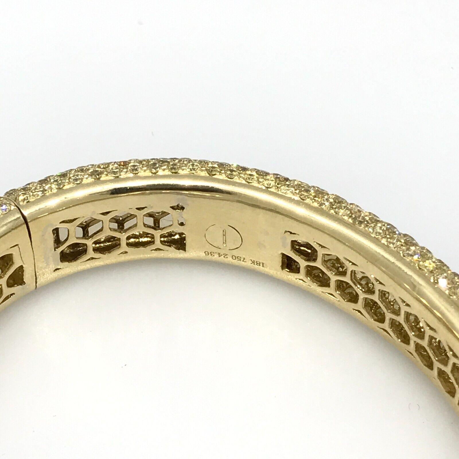 Natural Yellow Diamond Pave Eternity Bracelet 24.36 Carats in 18k Yellow Gold In Excellent Condition For Sale In La Jolla, CA