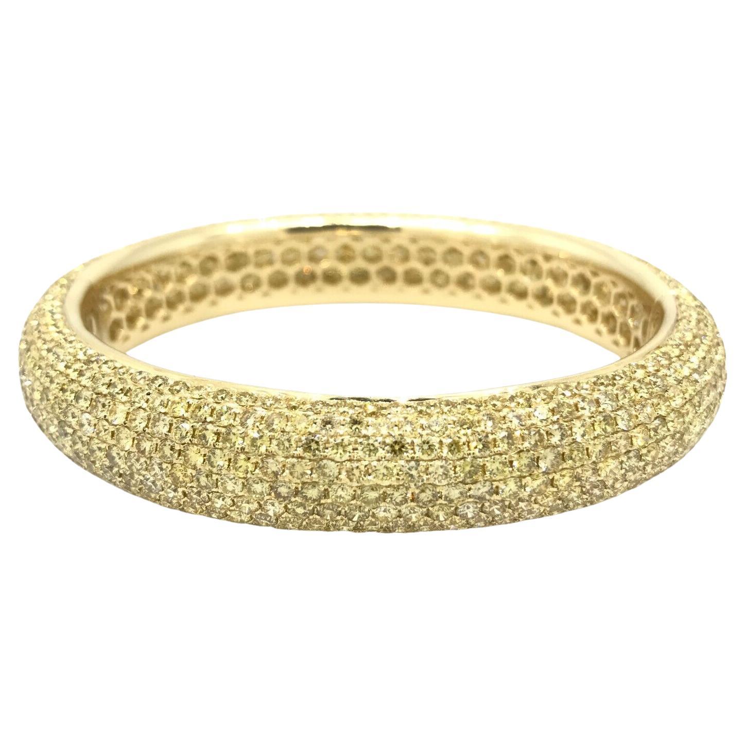 Natural Yellow Diamond Pave Eternity Bracelet 24.36 Carats in 18k Yellow Gold For Sale