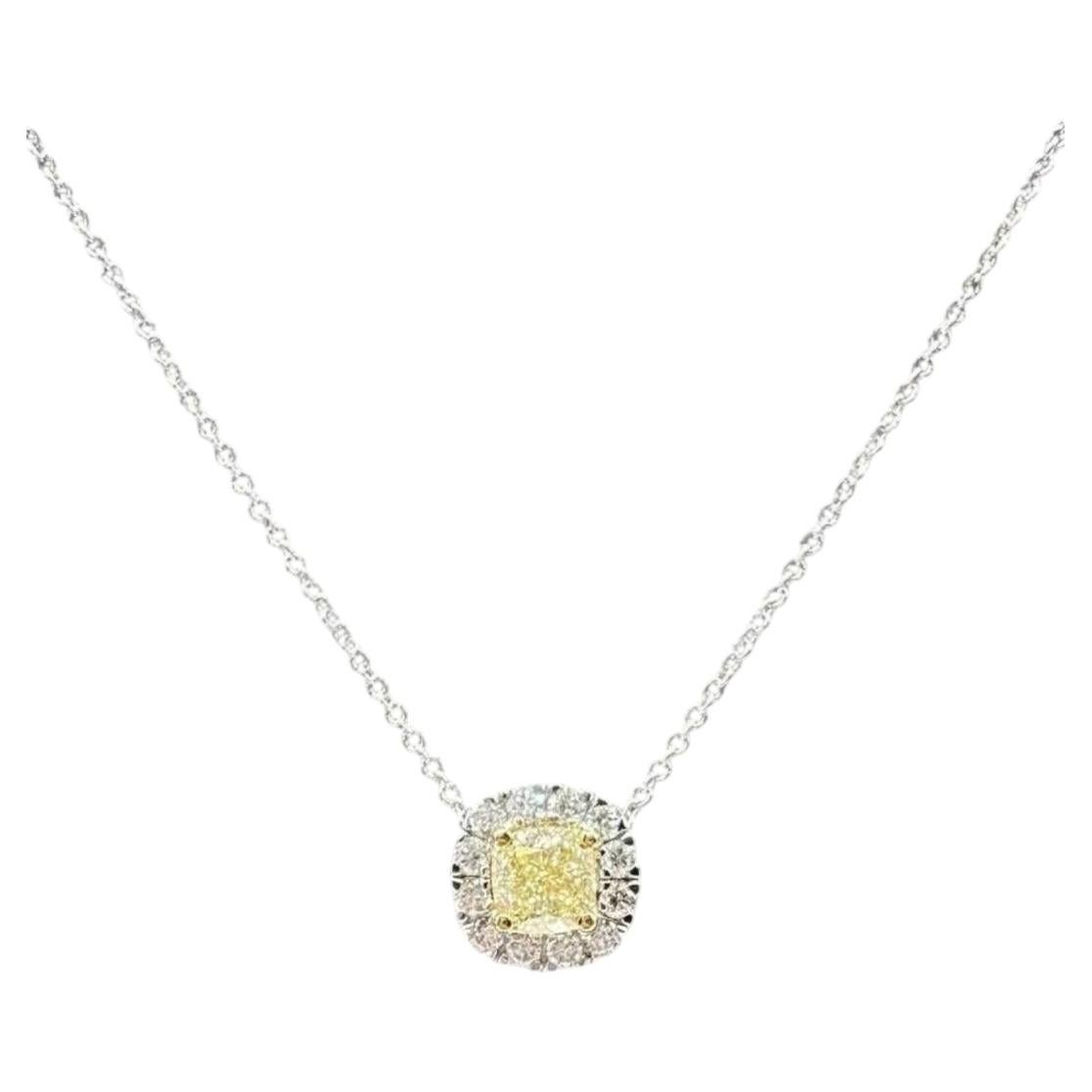 Natural Yellow Diamond Pendant Necklace 14K Gold 0.67ctw Adjustable 16 to 18in