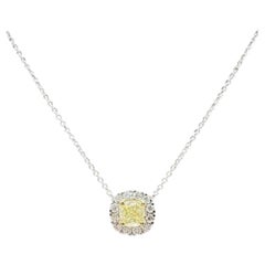 Collana con pendente con diamante giallo naturale, oro 14 carati, 0,67 carati in totale, lunghezza regolabile da 40 a 45 cm