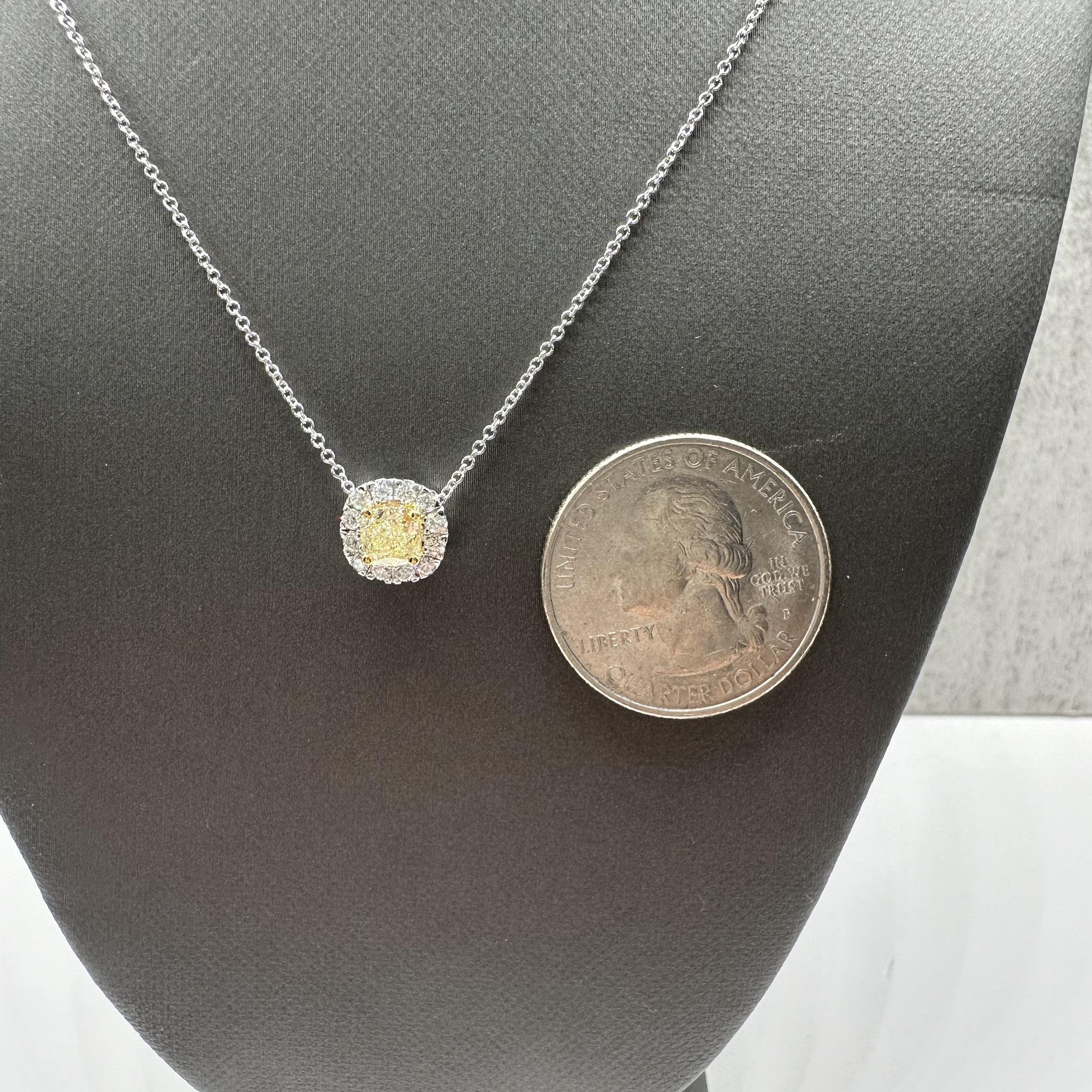 Natural Yellow Diamond Pendant Necklace in 14kt Gold -0.67ctw, Adjustable 16-18