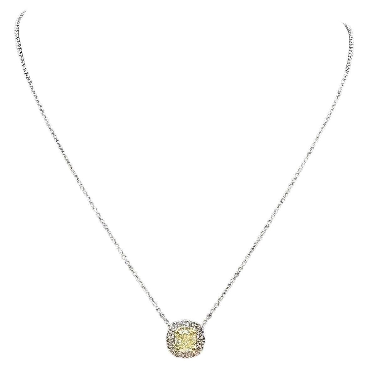 Collana con diamante giallo naturale in oro 14kt -0,67ctw, regolabile da 16 a 18".