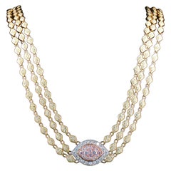 Collana con diamanti gialli naturali, rosa e bianchi in oro 18 carati