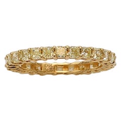 Natural Yellow Diamond Radiant Cut Eternity Band 1.66 Carat Total 18 Karat Gold