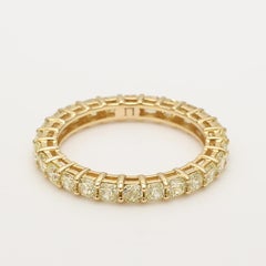 Natural Yellow Diamond Radiant Cut Eternity Band 1.66 Carat Total 18 Karat Gold