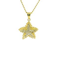 Natural Yellow Diamond Starfish Pendant Necklace in 18k Yellow Gold with Chain