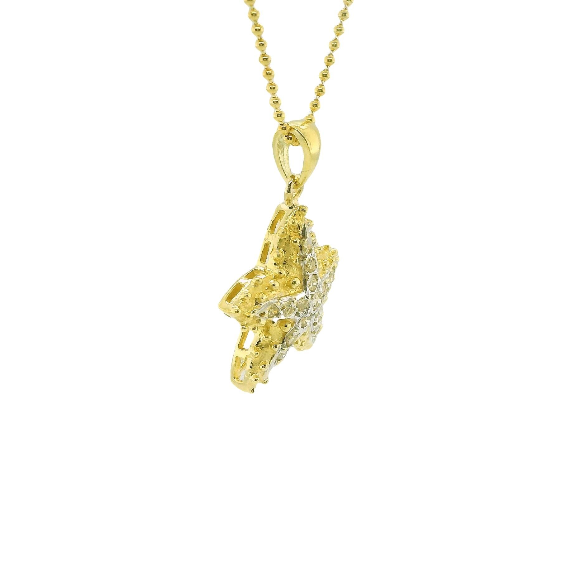 Artisan Natural Yellow Diamond Starfish Pendant Necklace in 18k Yellow Gold with Chain For Sale