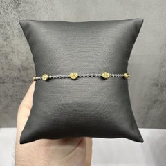 Bracelet Station en or 14kt bicolore avec diamant naturel jaune - 1.04ctw, 7", New