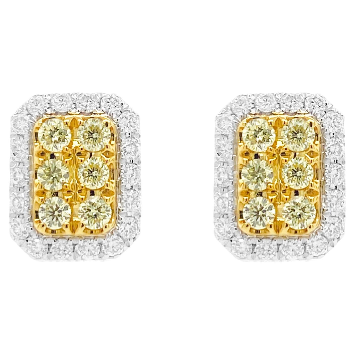 Natural Yellow Diamond Stud Earrings For Sale