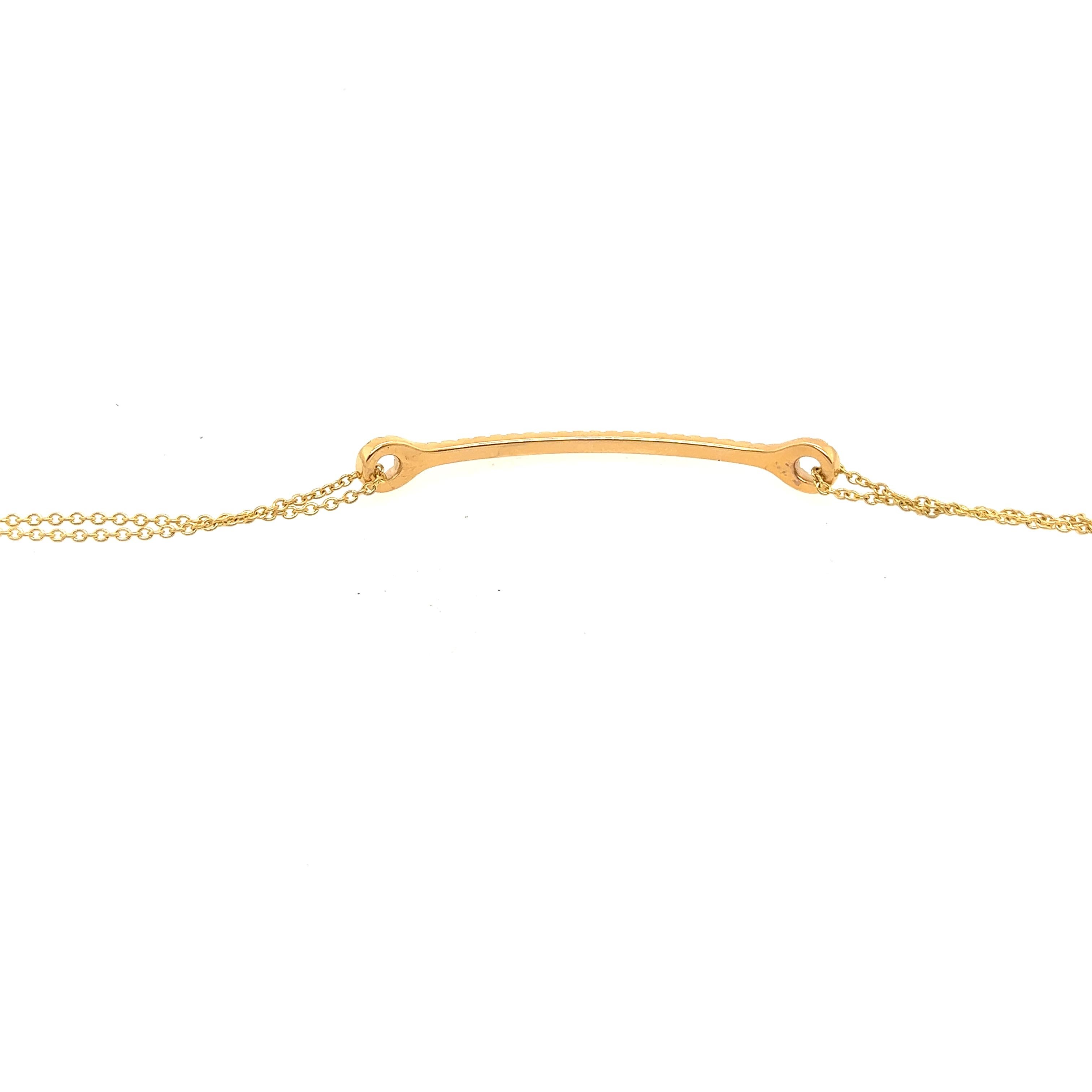 Women's Natural Yellow Diamonds Bar Bracelet in 14ct Yellow Gold For Sale