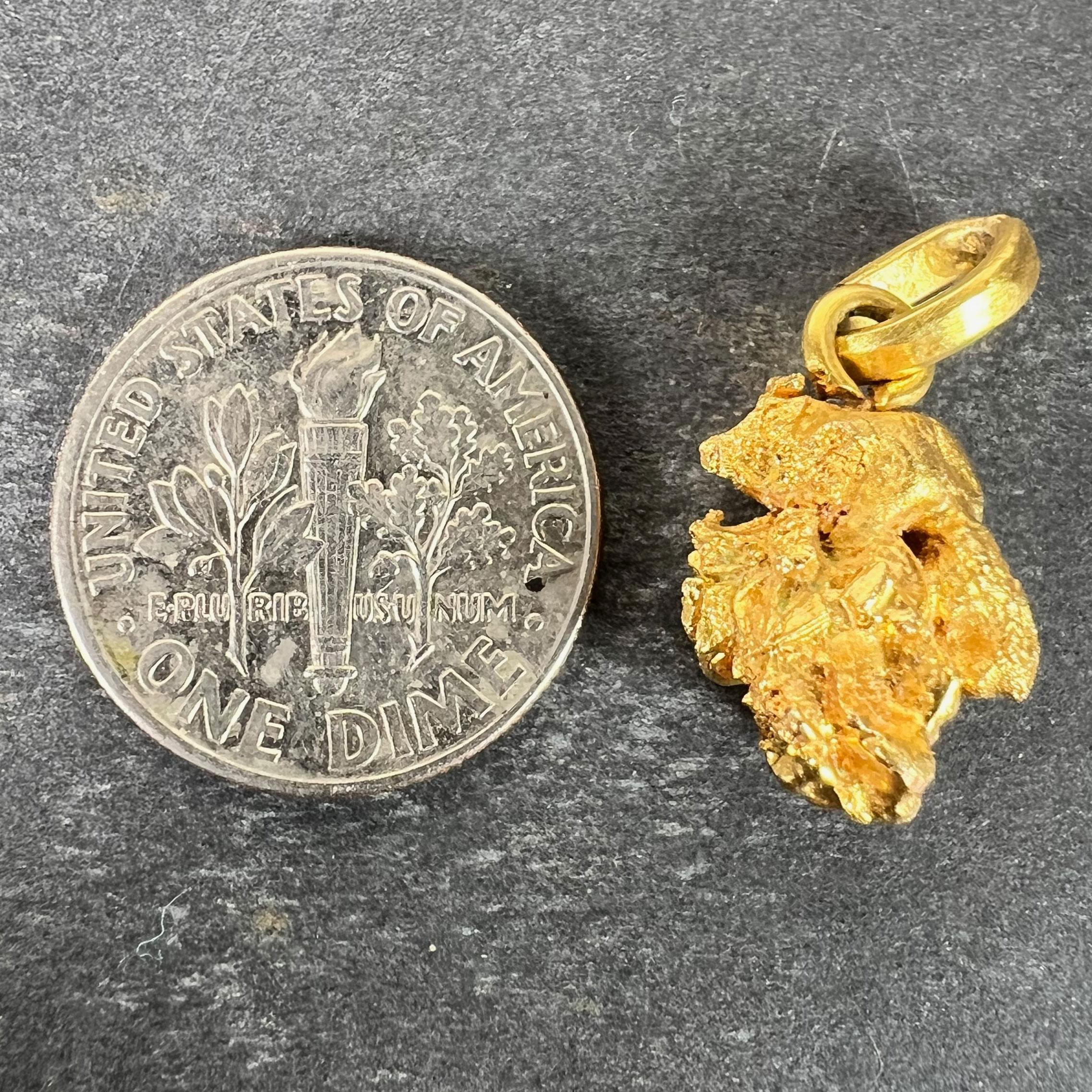 Natural Yellow Gold Nugget 18K Charm Pendant 7