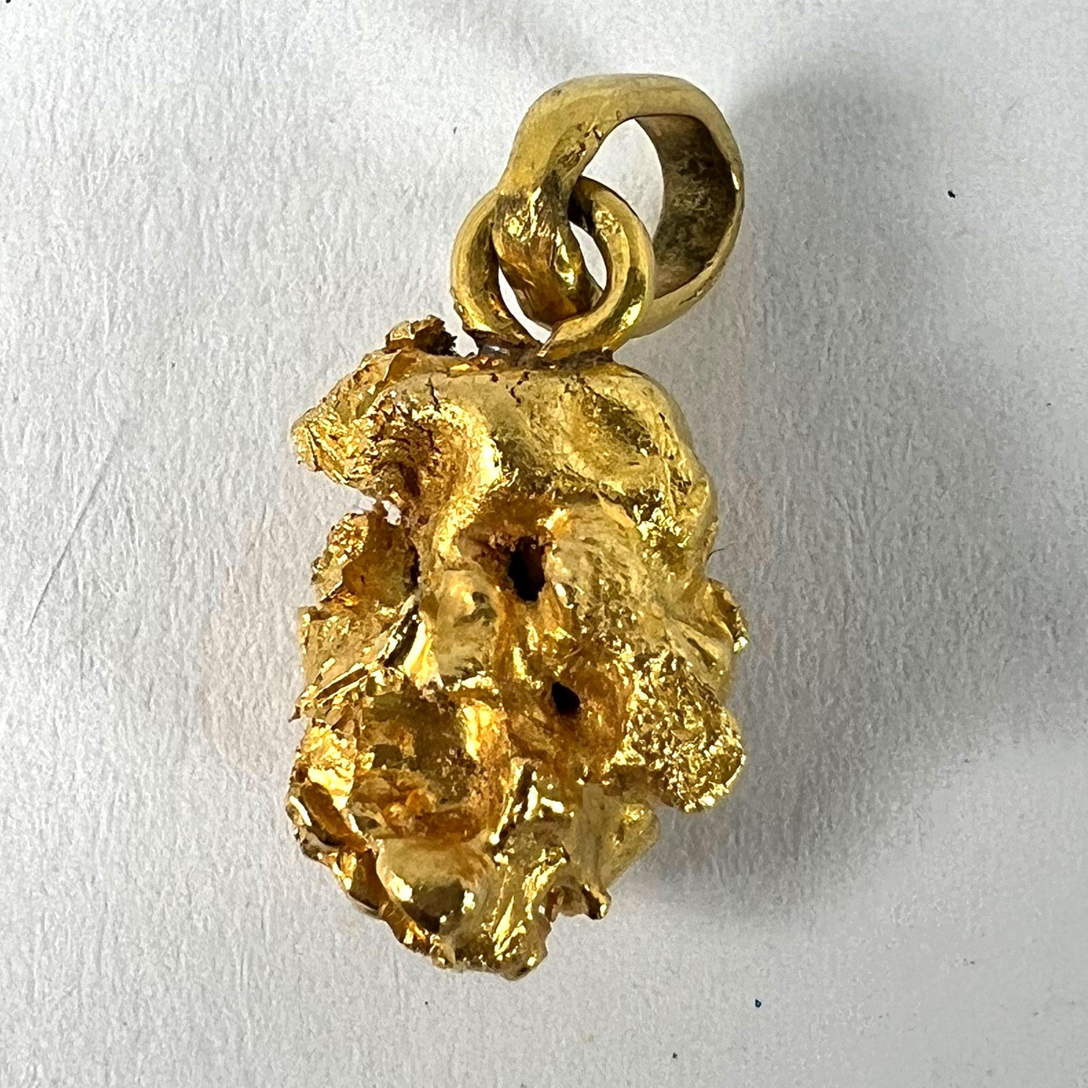 Natural Yellow Gold Nugget 18K Charm Pendant 8