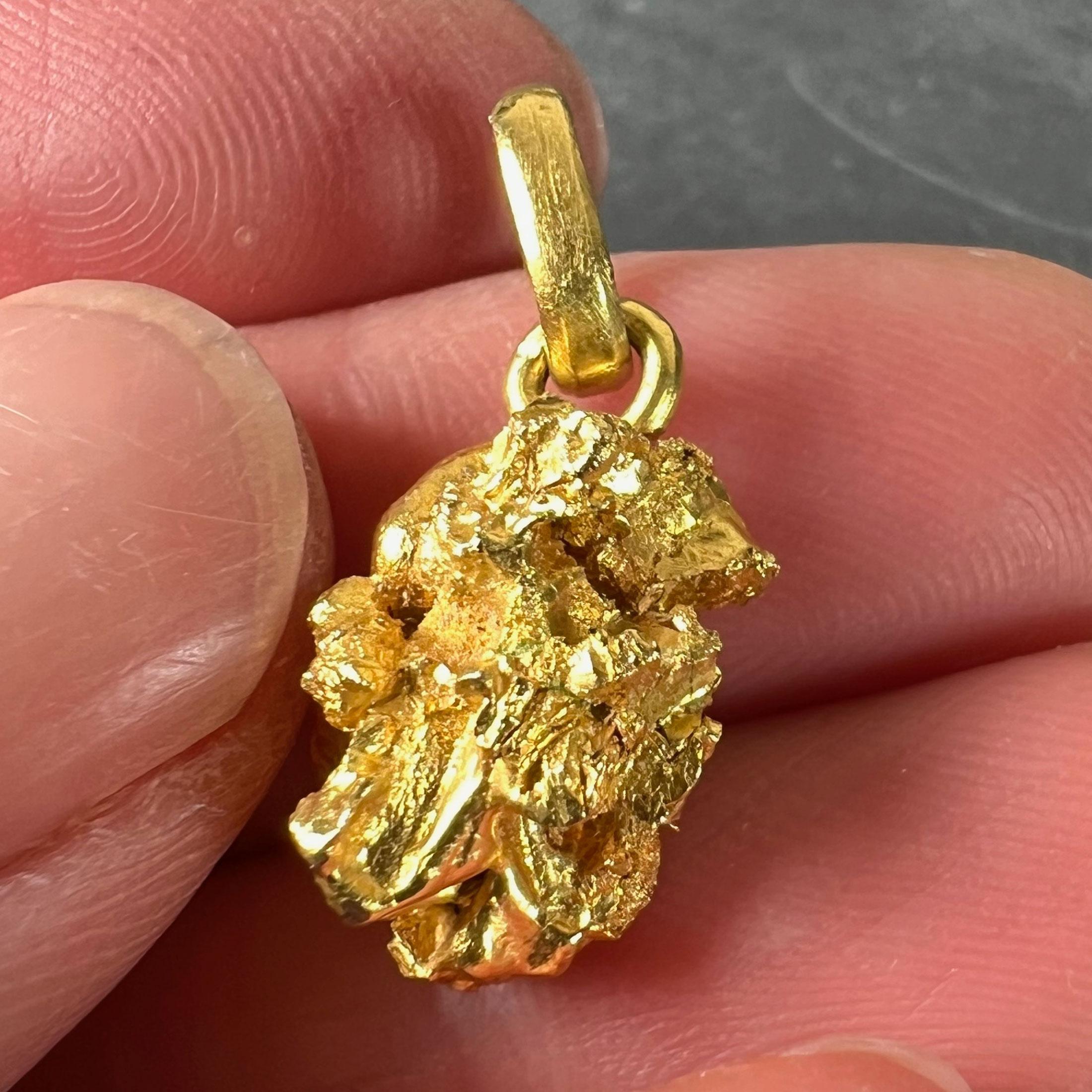 Natural Yellow Gold Nugget 18K Charm Pendant 1