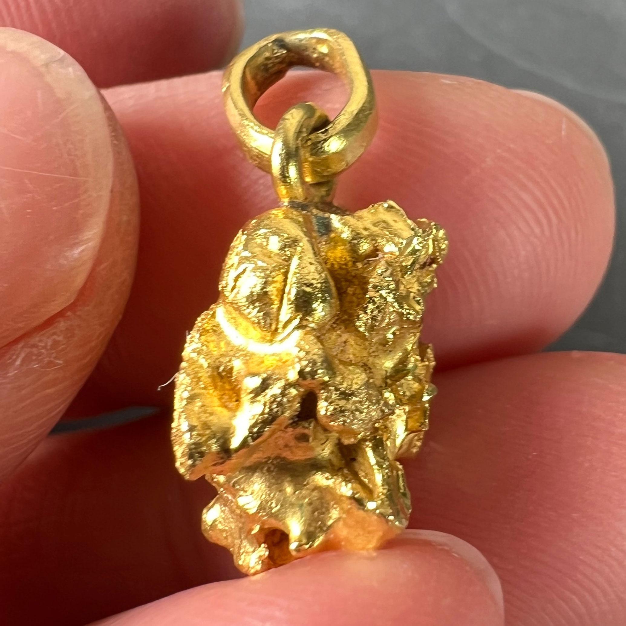 Natural Yellow Gold Nugget 18K Charm Pendant 2