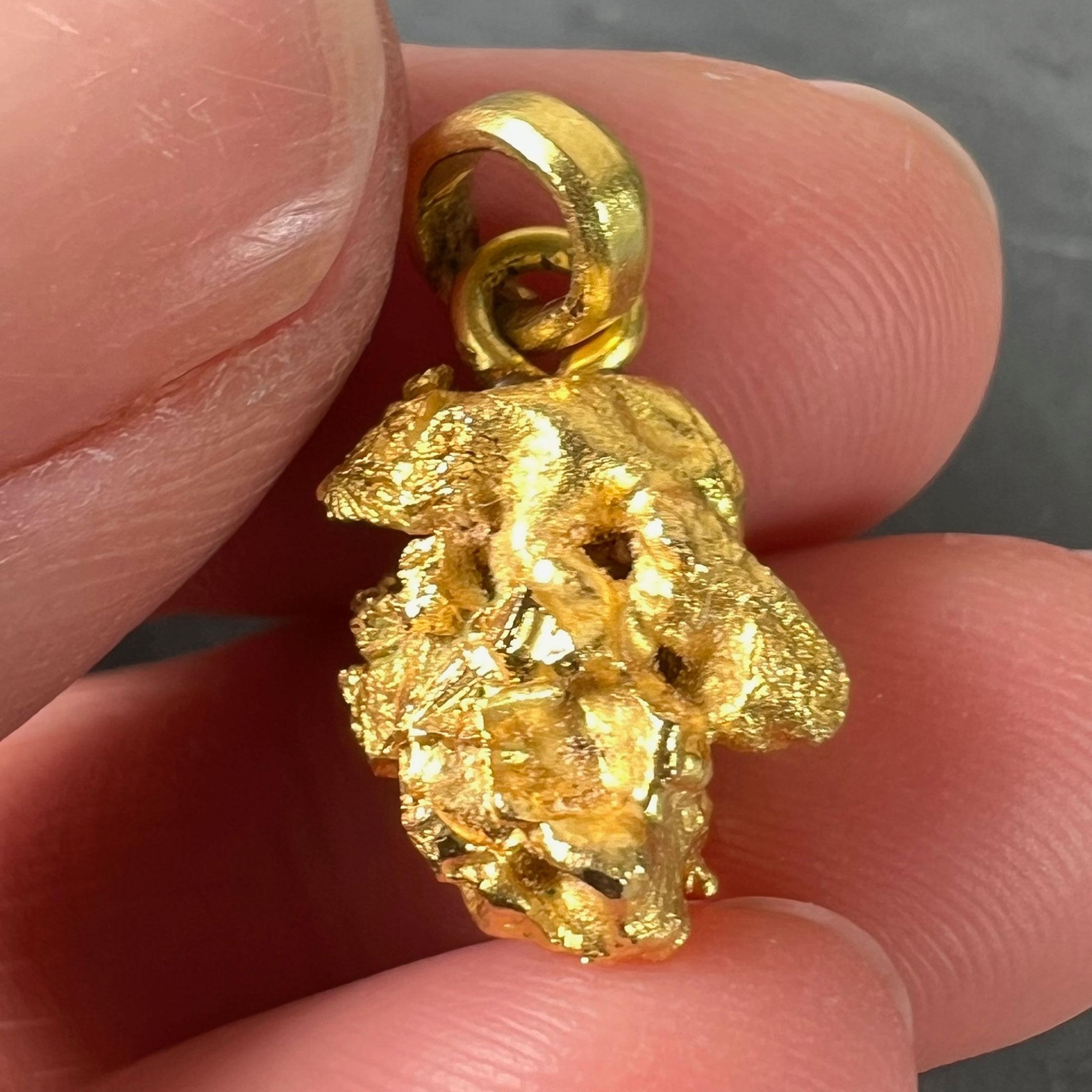 Natural Yellow Gold Nugget 18K Charm Pendant 3