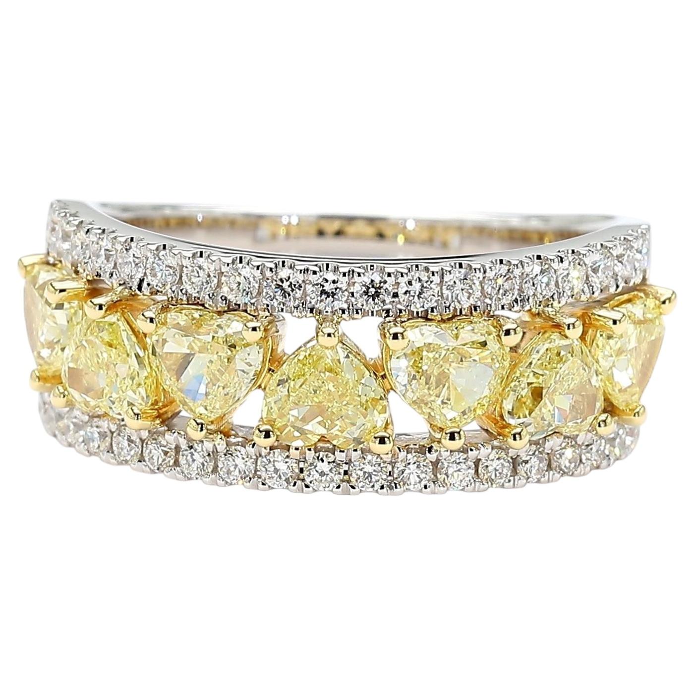 Natürlicher gelber Herzdiamant 2.01 Karat TW Gold Cocktail Ring