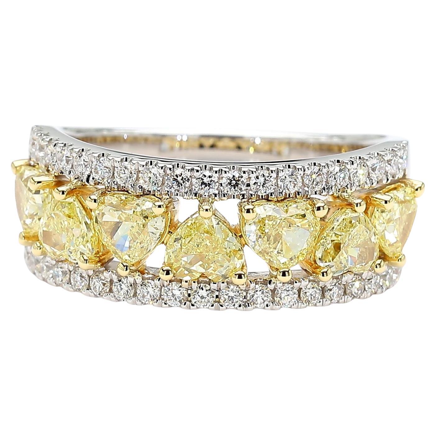 Natural Yellow Heart Diamond 2.09 Carat TW Gold Cocktail Ring