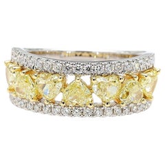 Natural Yellow Heart Diamond 2.09 Carat TW Gold Cocktail Ring