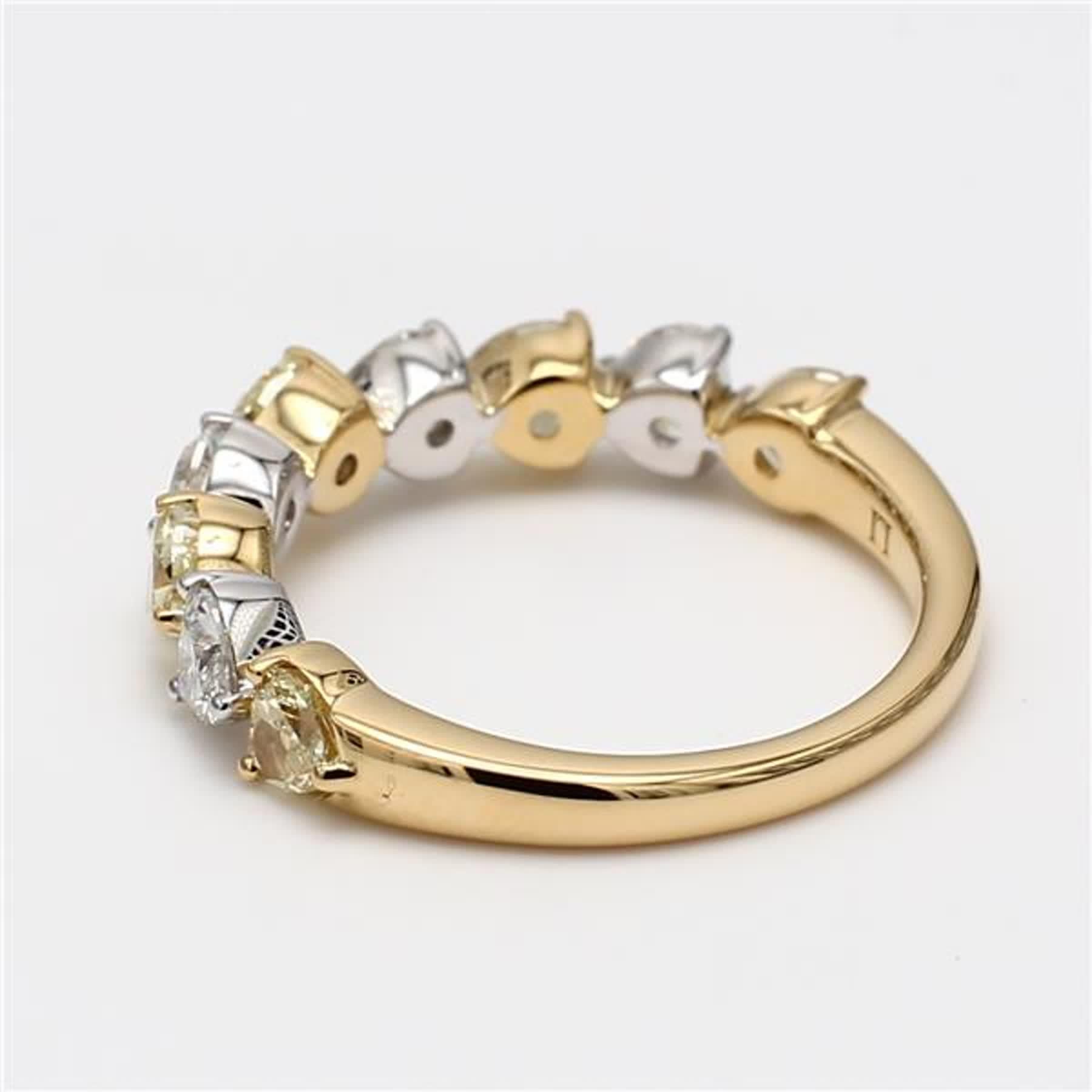 Heart Cut Natural Yellow Hearts and White Diamond 2.10 Carat TW Gold Wedding Band