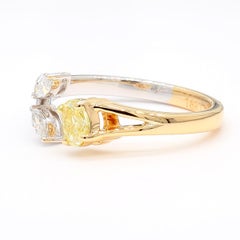 Natural Yellow Oval and White Diamond 0.67 Carat TW Gold Cocktail Ring