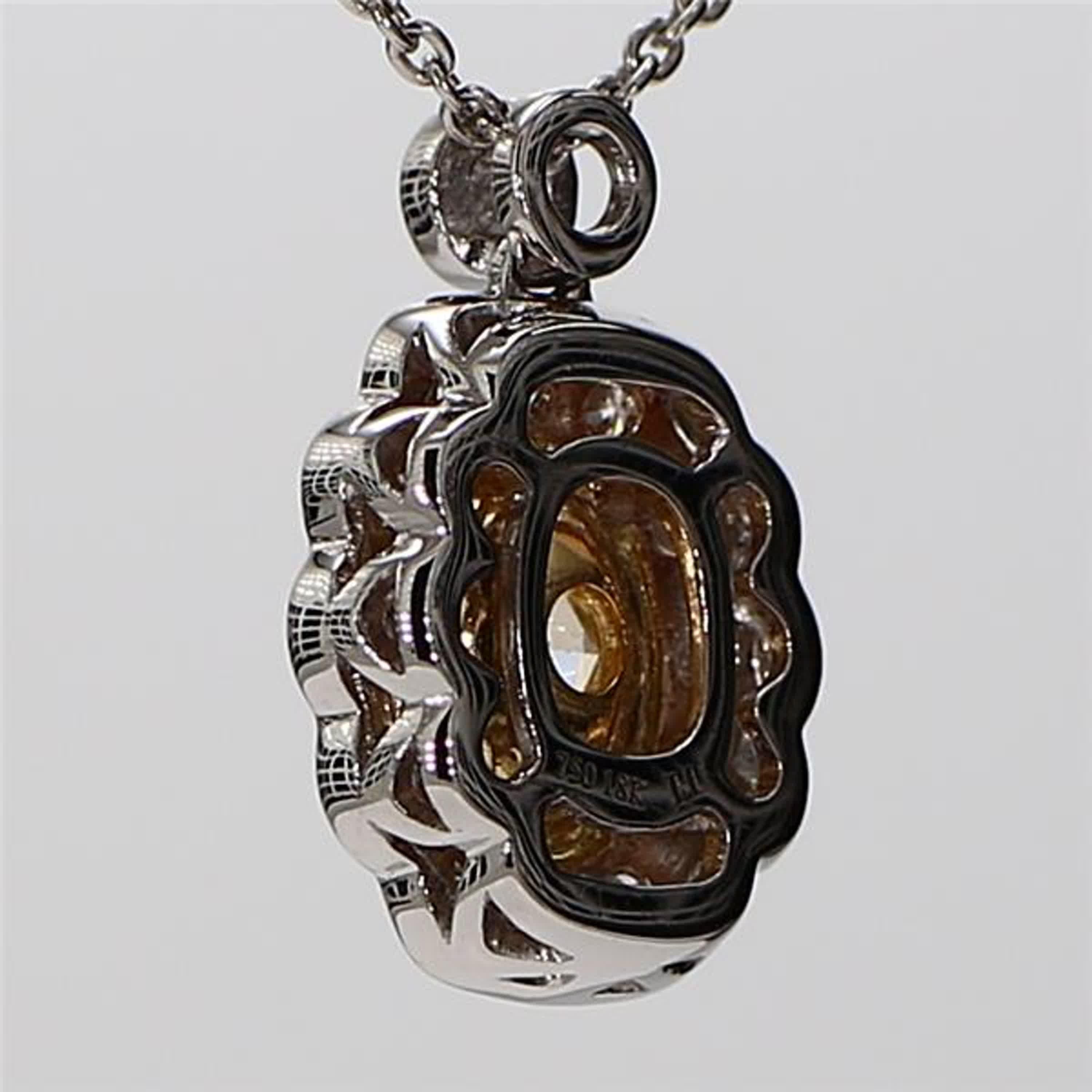 Oval Cut Natural Yellow Oval and White Diamond 1.06 Carat TW Gold Drop Pendant