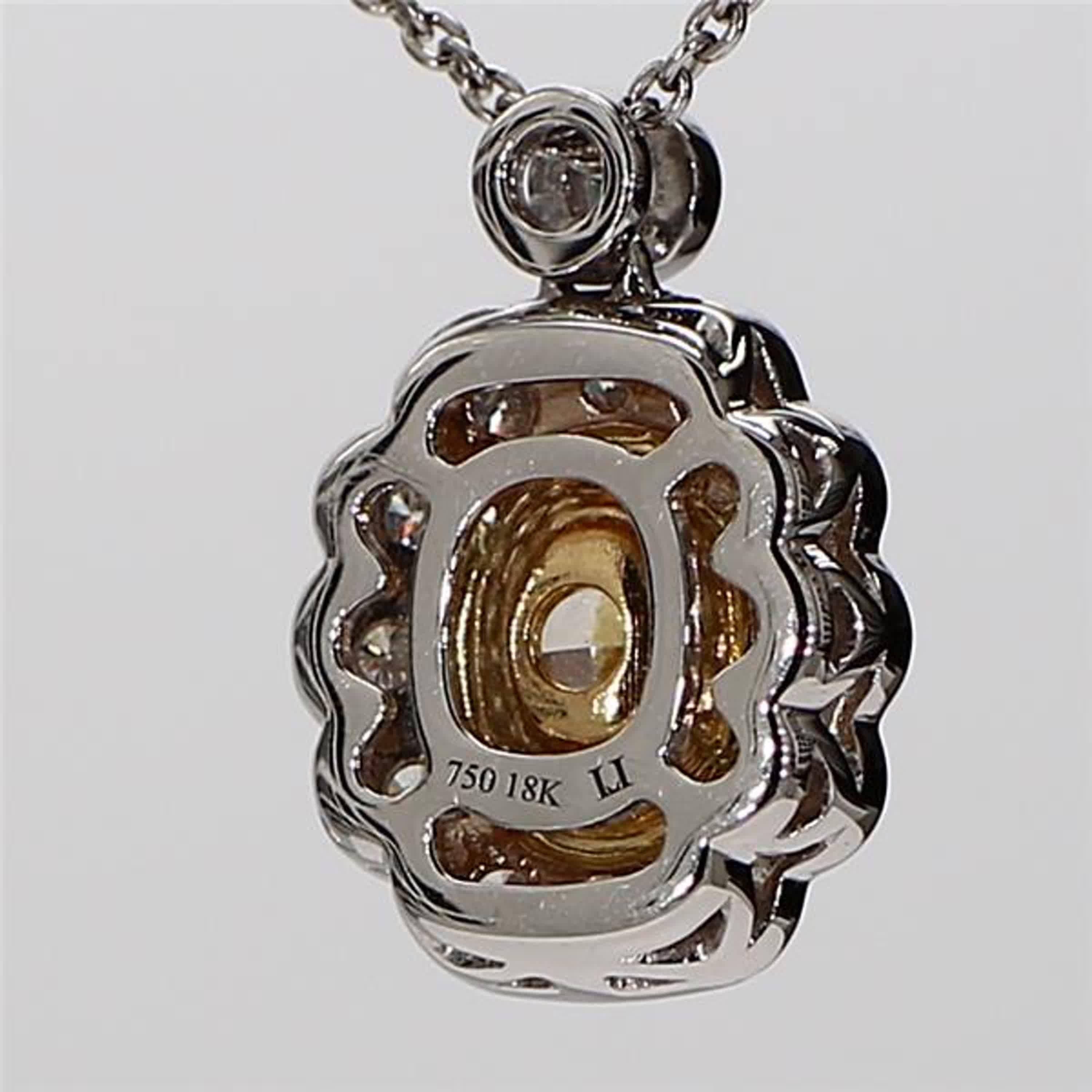 Natural Yellow Oval and White Diamond 1.06 Carat TW Gold Drop Pendant In New Condition In New York, NY