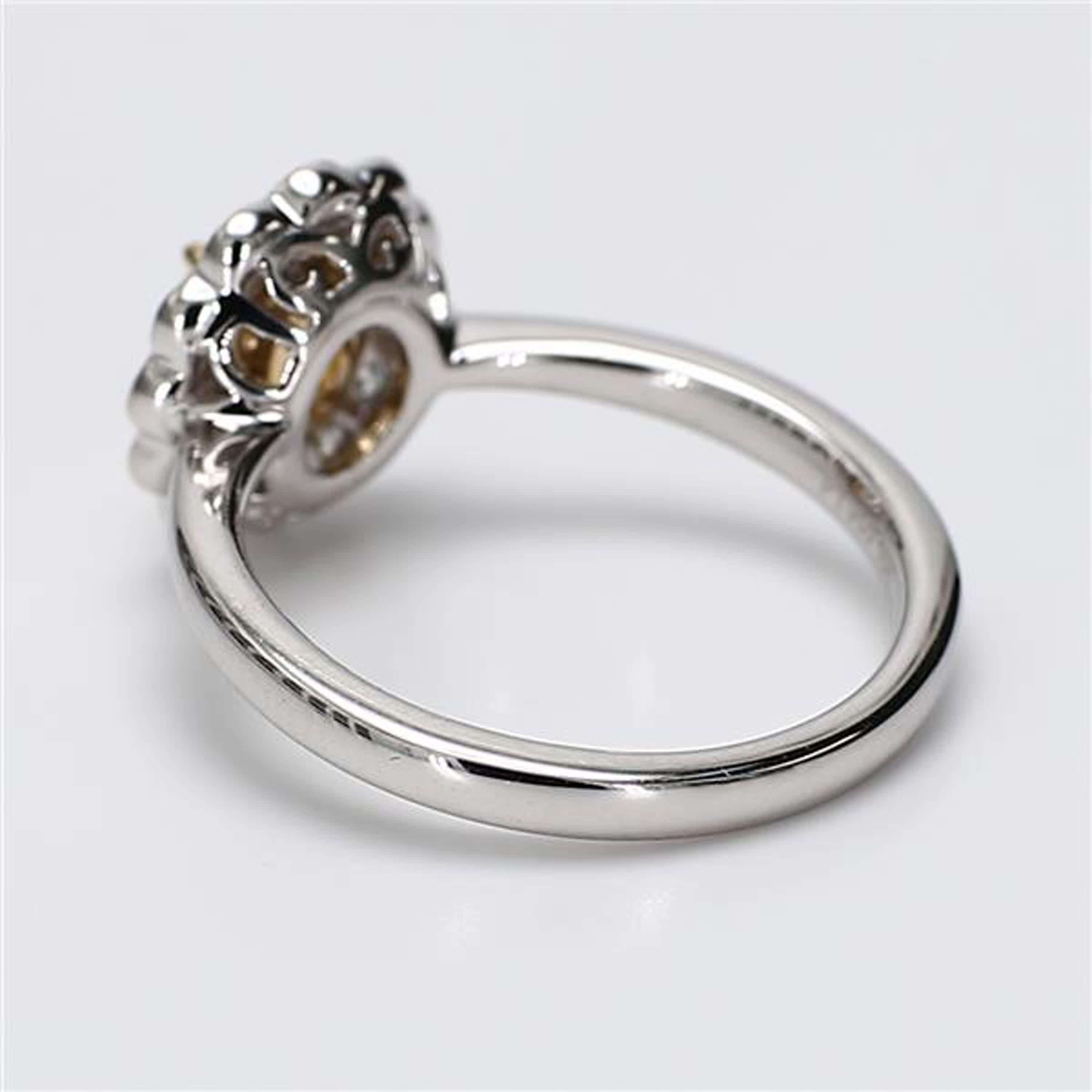 Contemporary Natural Yellow Oval and White Diamond 1.06 Carat TW Platinum Cocktail Ring For Sale